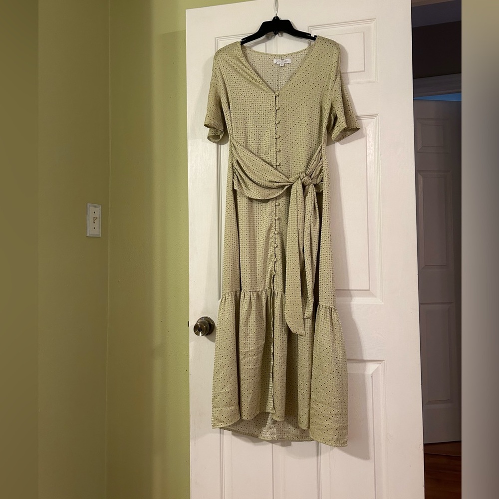 Polka Dot Satin Dress - Picture 3 of 8